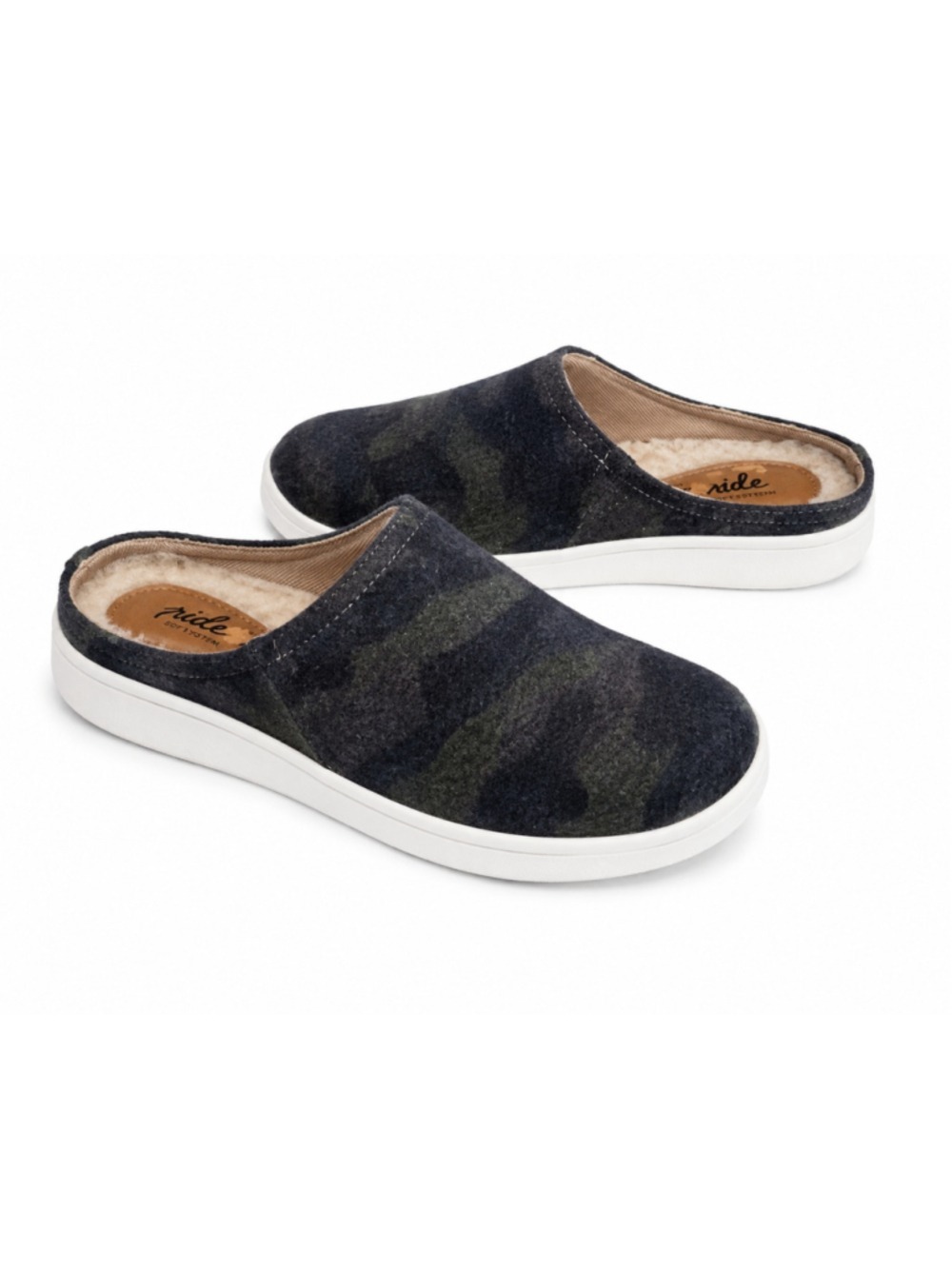 LifeStride Nomad Camo Mule Shoes Womens 5.5M Faux Fur Lined Soft System NWOB